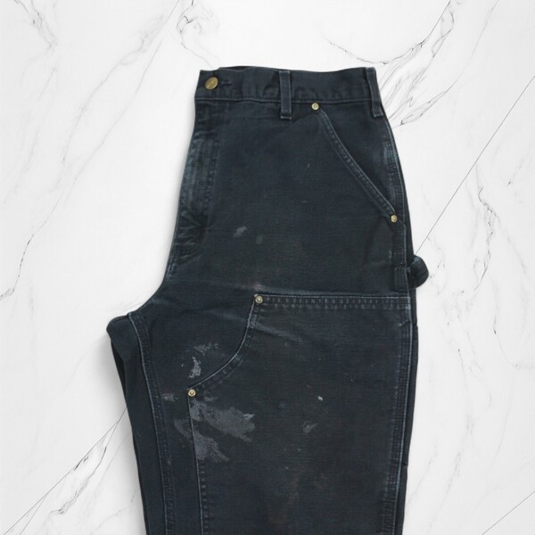 古着 USA製 CARHARTT W34×L32 B01 WORK PANTS BLK カーハート ワークパンツ カーペンターパンツ【Vintage】
