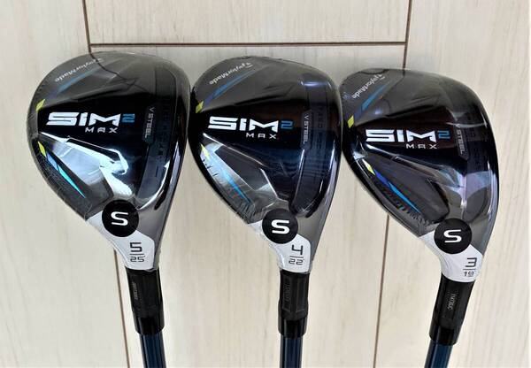 ★送料無料★新品★テーラーメイド SIM2MAX レスキュー 3本セット3U19°,4U22°,5U25°★TENSEI BLUE TM60★フレックスS★ヘッドカバー付★