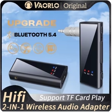 ブルートゥース5.4 ワイヤレスオーディオ送信機、受信機, マイク付きアダプター,TF(Micro SD)カードサポート