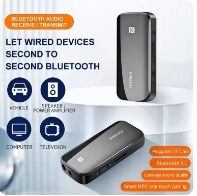 Bluetooth 5.0 オーディオ受信機、送信機 NFC、TFカード バッテリー内蔵 スタンダード