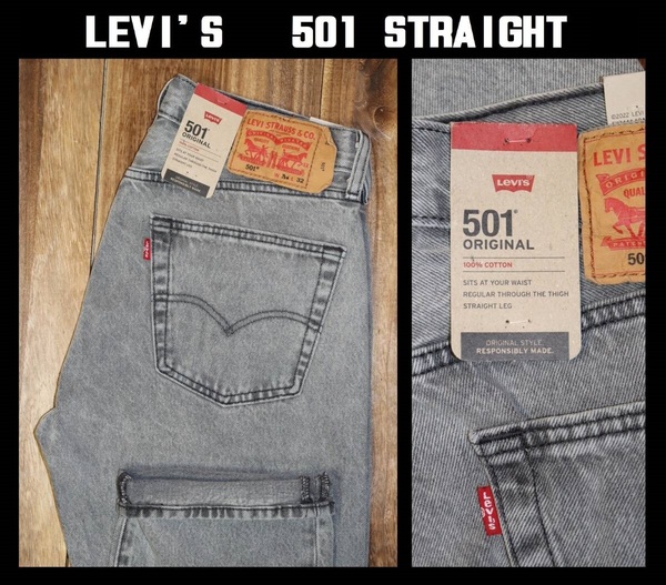 送料無料 特価即決 【未使用】LEVI'S ★ 501 STRAIGHT ブラックデニム (W31/L32) ★ リーバイス ストレート 00501-3530