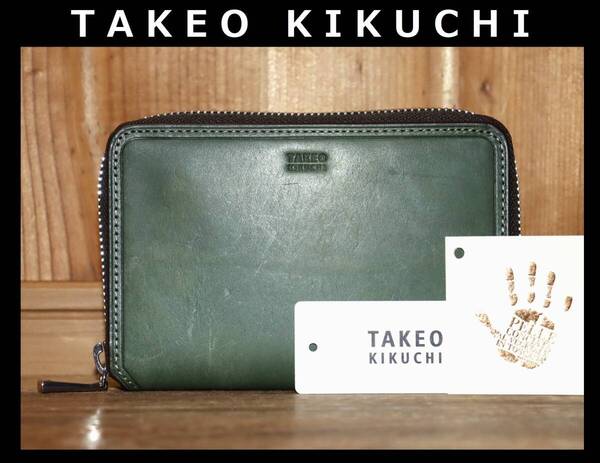 送料無料 即決【未使用】 TAKEO KIKUCHI ★ イタリアンレザー マルゴII ラウンドファスナー ミドル財布 ★ タケオキクチ 780614