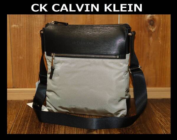 送料無料 即決【未使用】 CK CALVIN KLEIN ★ 日本製 牛革 ナイロン ショルダーバッグ ★ カルバンクライン 809122 定価2万6400円 併