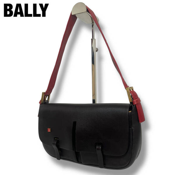 美品 BALLY バリー ハンドバッグ ショルダーバッグ ワンハンドル レザー 茶 ブラウン 赤 レッド ゴールド金具 肩掛け メンズ レディース