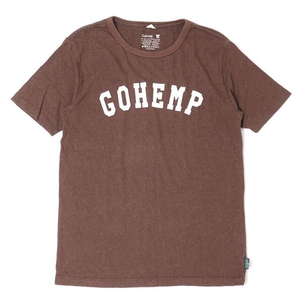 GOHEMP BASIC TEE【M】ブラウン ロゴ プリント 半袖 ベーシックTシャツ オーガニックコットン ゴーヘンプ 麻 アウトドア