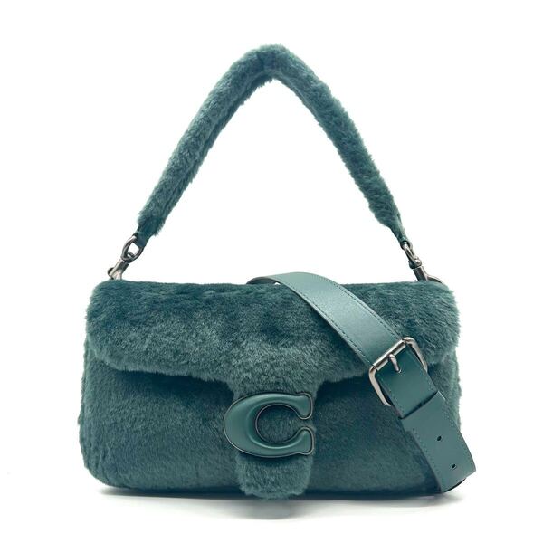 COACH コーチ 美品 2wayショルダーバッグ ショルダーバッグ ハンドバッグ ピロー タビー シアリング グリーン ファー 26 CC445