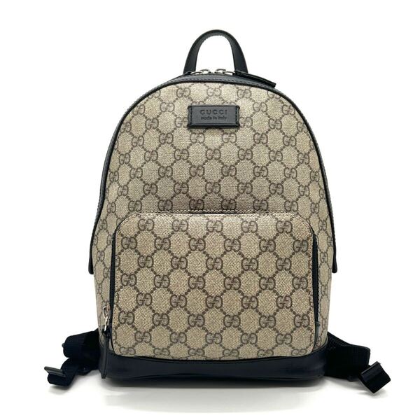 GUCCI グッチ GGスプリーム バックパック リュック PVC レザー ベージュ ブラック 429020 美品 メンズ レディース ユニセックス