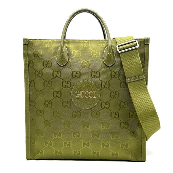 GUCCI グッチ オブザグリッド トートバッグ 2way ショルダーバッグ ミディアム GGナイロン グリーン 696043 トート ハンドバッグ