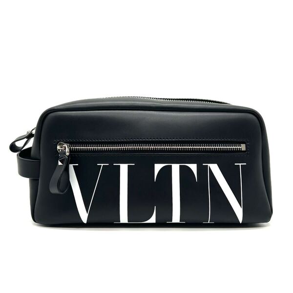 VALENTINO ヴァレンティノ クラッチバッグ 美品 ポーチ ハンドバッグ VLTN セカンドバッグ ロゴ ブラック 黒 レザー バレンティノ