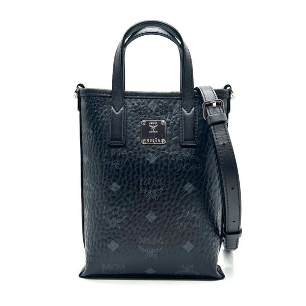 MCM エムシーエム ヴィセトス 美品 クロスボディバッグ ショルダーバッグ ブラック ミニバッグ ポシェット 小さめ 黒 グレー