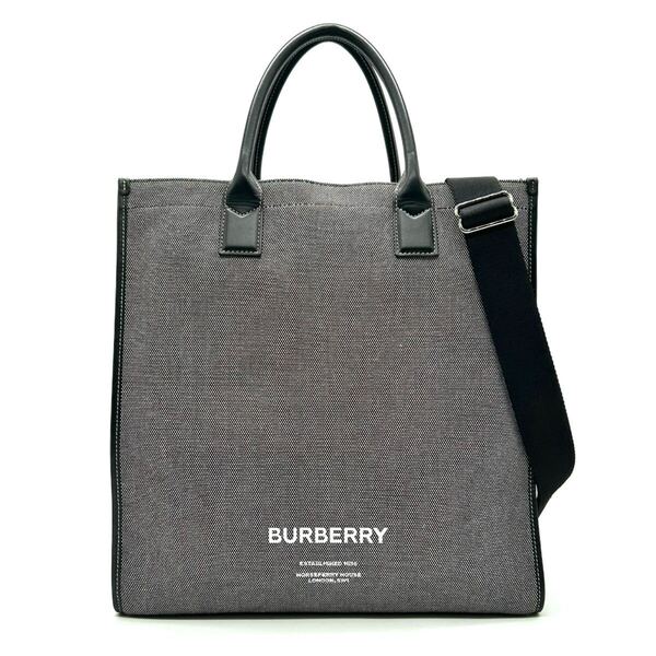 BURBERRY バーバリー 2way トートバッグ ホースフェリー 美品 グレー ブラック カジュアル ビジネス ハンドバッグ ショルダーバッグ