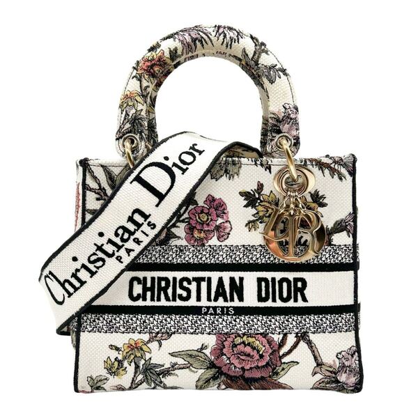 DIOR ディオール レディ ディーライト レディディオール 2way ショルダーバッグ ボタニーク キャンバス ホワイト ブラック
