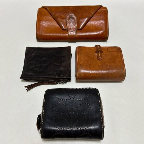 ◆ブラウン&キャメル系 本革 財布 4点セット◆ Dakota ダコタ Orla Kiely オーラカイリー 葉っぱ GREEN TRIBE 等【送料無料】0501