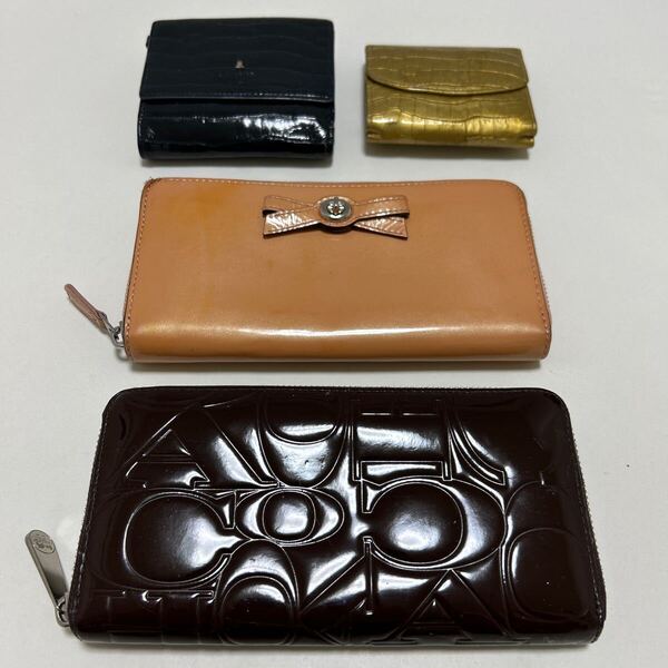 ◆エナメル 長財布 & 折り財布 4点セット◆ COACH コーチ×2 LANVIN ランバン JET SETTER ジェットセッター 【送料無料】0502
