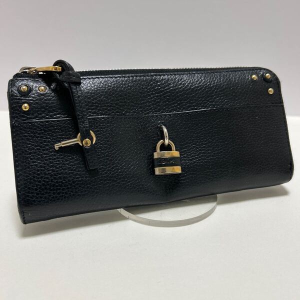 ◆Chloe クロエ パディントン L字ファスナー 長財布 ブラック◆ 本革 カデナ パドロック 南京錠 小銭入れ有 【送料無料】0530