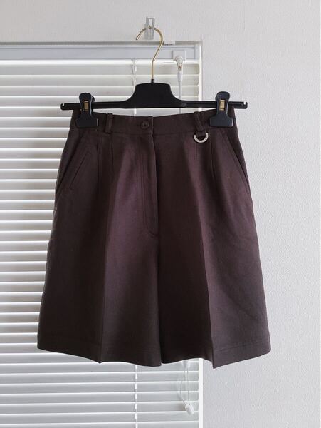 【Christian Dior SPORTS】クリスチャンディオール スポーツ ウール100% ショートパンツ ゴルフパンツ ダークブラウン こげ茶 S相当