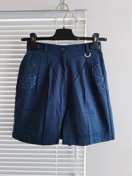 【Christian Dior SPORTS】クリスチャンディオール スポーツ コットン100% 刺繍 ショートパンツ ゴルフパンツ ネイビー Sサイズ相当