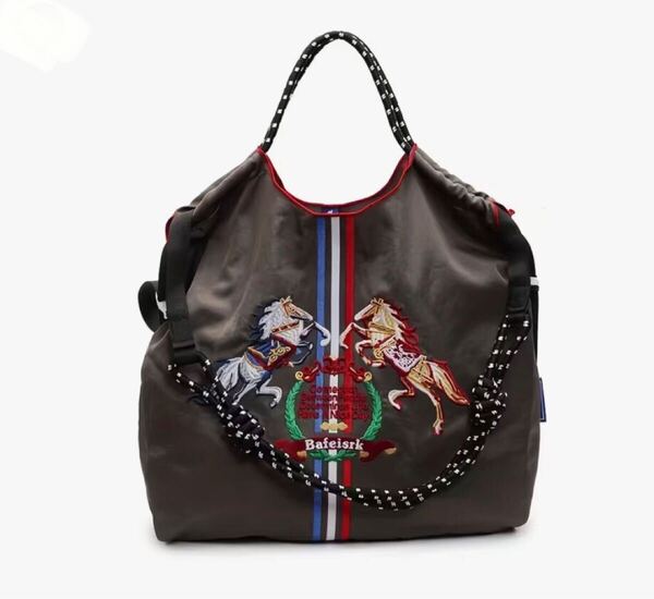 乗馬 馬 馬柄バッグ グレー Mサイズ 新品