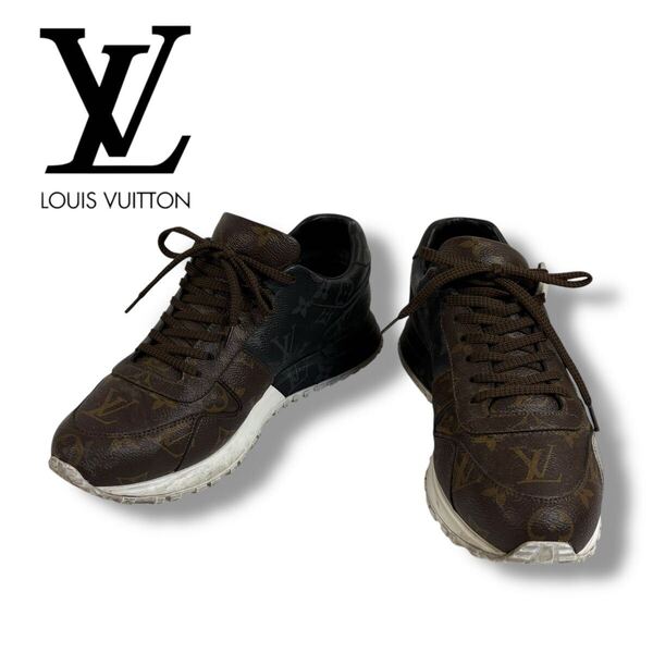 【美品】LOUIS VUITTON ヴィトン モノグラム LV ロゴ ランアウェイ ローカット スニーカー 1A3N7V ブラウン ホワイト 6サイズ イタリア製