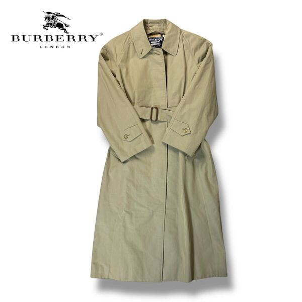【美品】BURBERRY Burberrys バーバリー コットン シングル トレンチコート ロングコート ベージュ ノバチェック 8サイズ 英国製