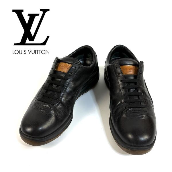 【美品】LOUIS VUITTON ルイ ヴィトン オール レザー ヌメ革 スニーカー 革靴 ブラウン 28cm相当 イタリア製