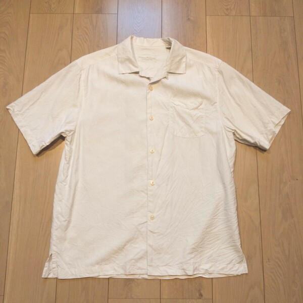 USA古着卸 Mサイズ TOMMY BAHAMA トミーバハマ オープンカラー 薄ストライプ柄 シルク 半袖シャツ