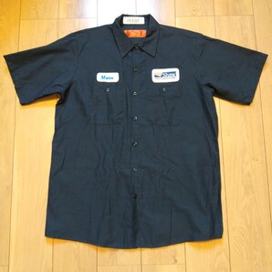 USA古着卸 Lサイズ REDKAP レッドキャップ Shaw Floors社 ロゴ 半袖 ワークシャツ 802