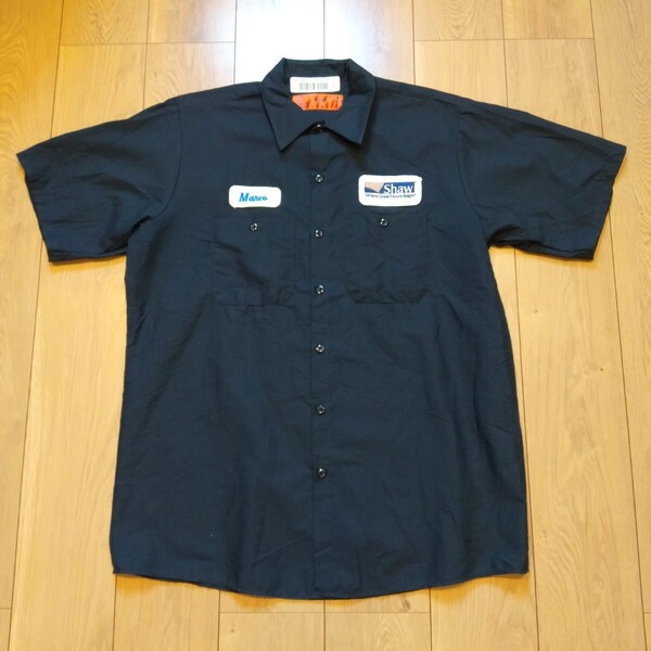 USA古着卸 Lサイズ REDKAP レッドキャップ Shaw Floors社 ロゴ 半袖ワークシャツ 804