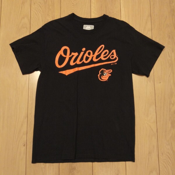 USA古着卸 Mサイズ MAJESTIC マジェスティック MLB メジャー ボルチモア オリオールズ ロゴ プリント Tシャツ