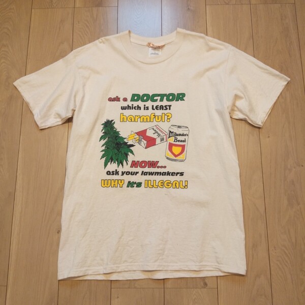 USA古着卸 Lサイズ wise up ワイズ アップ 大麻 煙草 アルコール プリント Tシャツ