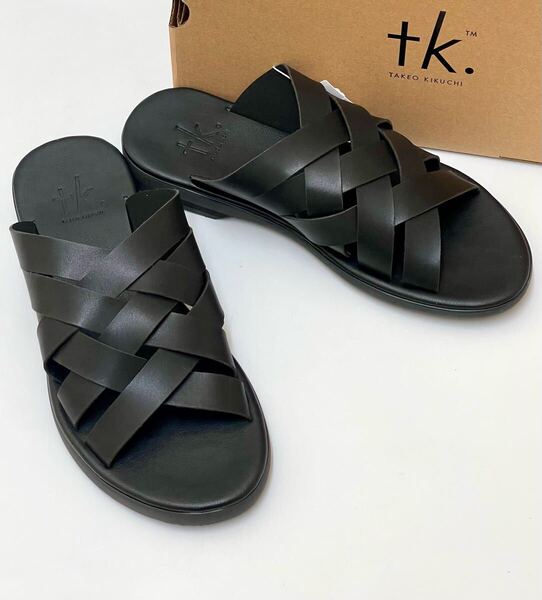 【未使用】tk.TAKEO KIKUCHI 編み込みサンダル ブラック 26,5㎝ ティーケータケオキクチ