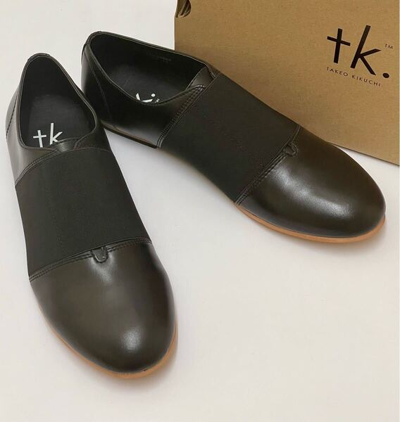 <未使用>tk.TAKEO KIKUCHI スリッポン スニーカー ビジネスシューズ 27cm ブラック ティーケータケオキクチ