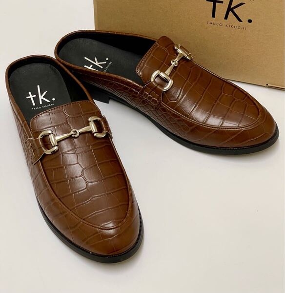 【未使用】 tk.TAKEO KIKUCHI ビットミュールシューズ ローファー サンダル ブラウン 27,5cm ティーケータケオキクチ