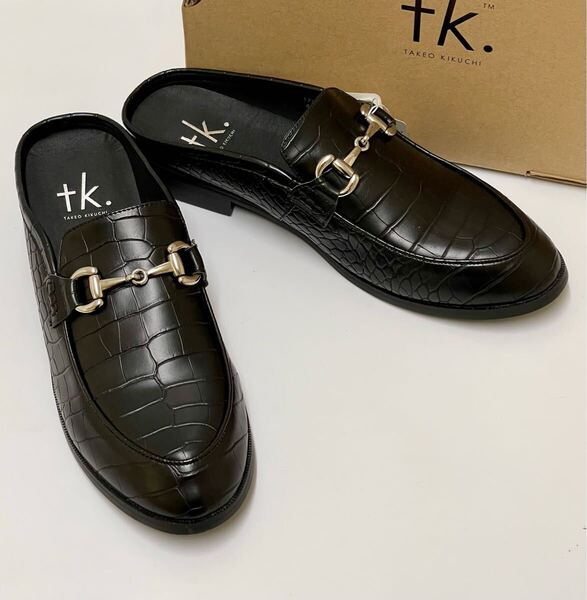 【未使用】 tk.TAKEO KIKUCHI ビットミュールシューズ ローファー サンダル ブラック 27,5cm ティーケータケオキクチ
