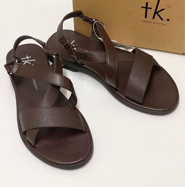 【未使用】tk.TAKEO KIKUCHI クロスストラップサンダル ブラウン 27,5cm シューズ ティーケータケオキクチ