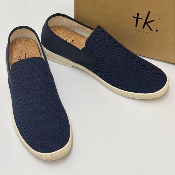 tk.TAKEO KIKUCHI ニットスリッポン スニーカーシューズ ネイビー 27,5cm 未使用 ティーケータケオキクチ