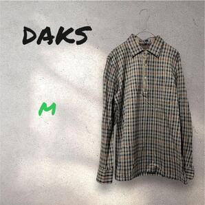 DAKS ダックス ハーフボタン チェック柄 長袖シャツ M