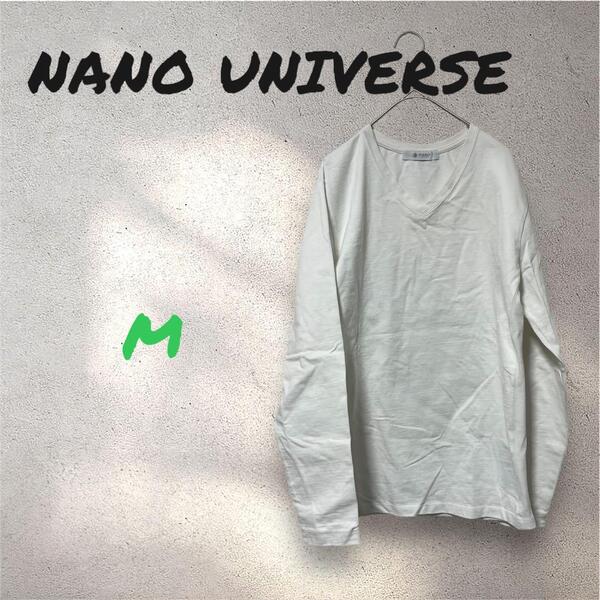 NANO UNIVERSE Vネック ヘビーコットン 長袖カットソー M