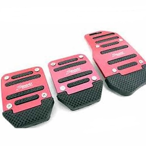 【匿名配送】 アルミ ペダルカバー MT車用 レッド 3個セット 汎用 足元をドレスアップ アクセルべダル ブレーキべダル マニュアル車 赤