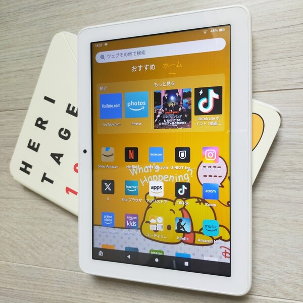 Amazon Fire HD8(第10世代)人気のホワイト 美品です 32GB タブレット YouTubeやプライムビデオ視聴に Tver かわいいケースはおまけ