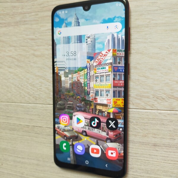 「GALAXY A30 」 レッド SIMロック解除済 RAM4GB.ROM64GB バッテリー良好 SCV-43 指紋認証