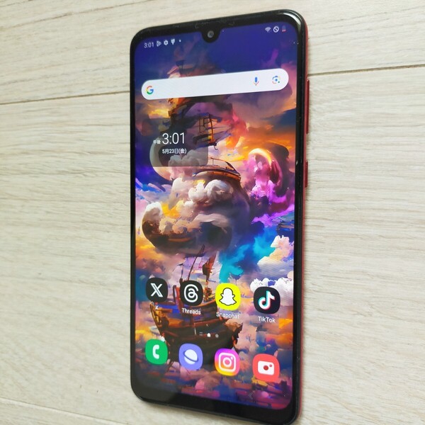 「GALAXY A30 」 レッド すごく美品です。 SIMロック解除済 RAM4GB.ROM64GB バッテリー良好 SCV-43 指紋認証
