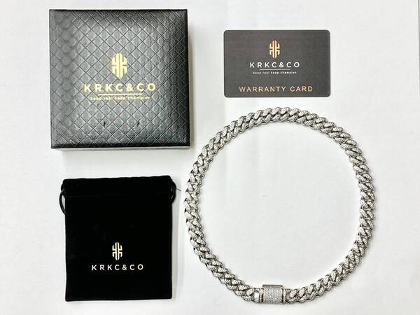 0311◎ KRKC&CO 喜平 ネックレス 46cm ジルコニア マイアミキューバン チェーン 真鍮 (メッキ加工) ホワイトゴールド