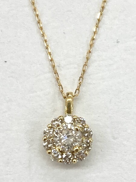 0400◎ D-COLLECTION ディーコレクション ネックレス 36〜38cm K18 ダイアモンド 0.2ct 11石 イエローゴールド