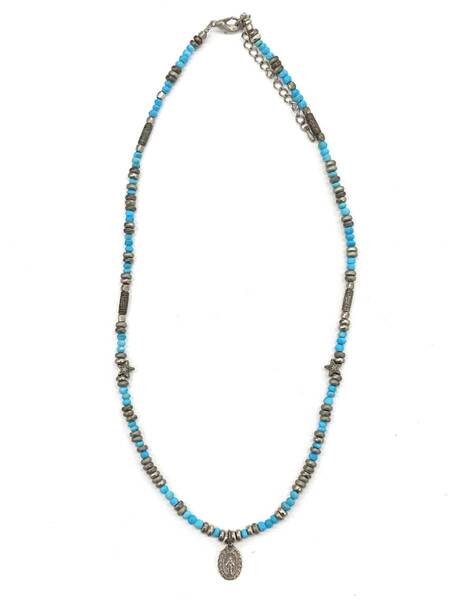 0429◎【シルバーワン】ネックレス42〜50cmターコイズブルービーズ シルバー925ブルー