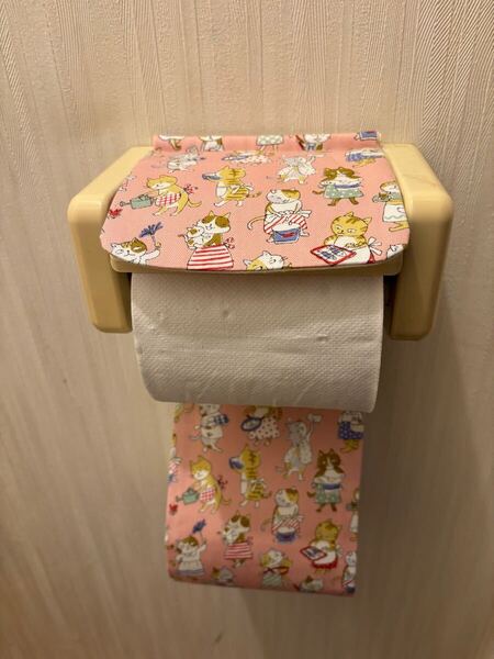 NO.175 猫柄トイレットペーパーカバー ピンク