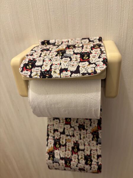 NO.459 ハンドメイド トイレットペーパーホルダーカバー 猫柄 招き猫