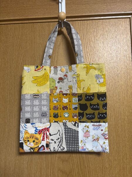 NO.517 ハンドメイド パッチワーク サブバッグ 猫柄 ハンドメイド バッグ ミニミニトートバッグ トートバッグ