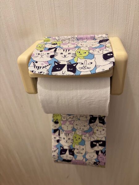 NO.566 ハンドメイド トイレットペーパーホルダーカバー 猫柄