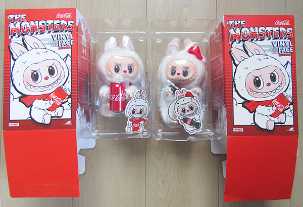 POPMART ◆ Labubu ぬいぐるみ 2種セット The Monsters COCA-COLA Series Vinyl Face ラブブ 白 ポップマート コカコーラ 瓶 缶
